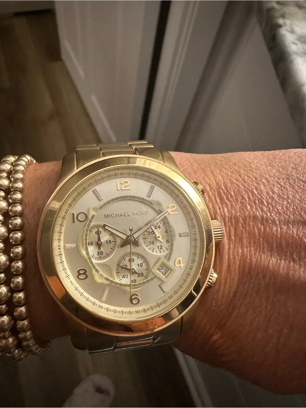 Michael Kors Women’s Gold-Tone Stainless Steel Chronograph Watch